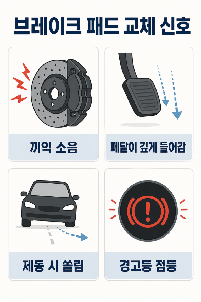 브레이크 패드 교체 신호를 보여주는 안내 이미지