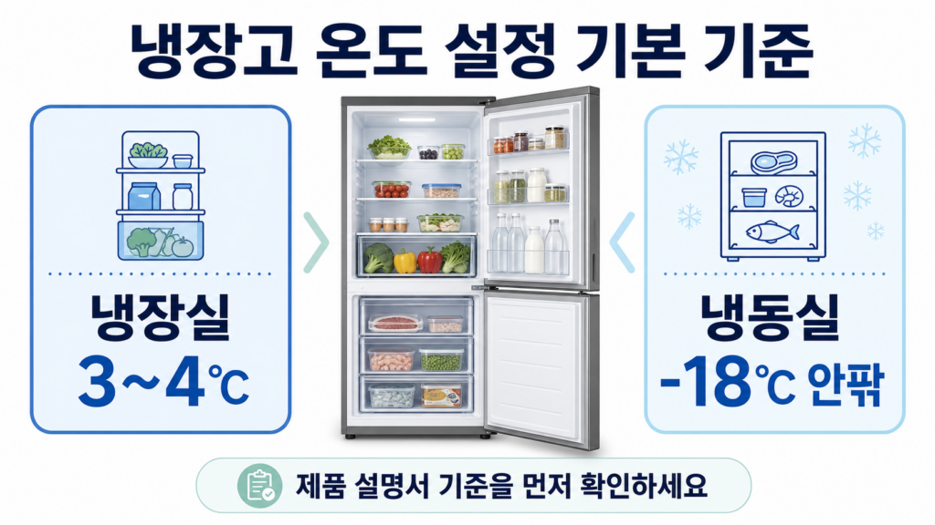 냉장고 온도 설정 시 냉장실과 냉동실 적정 온도 기준