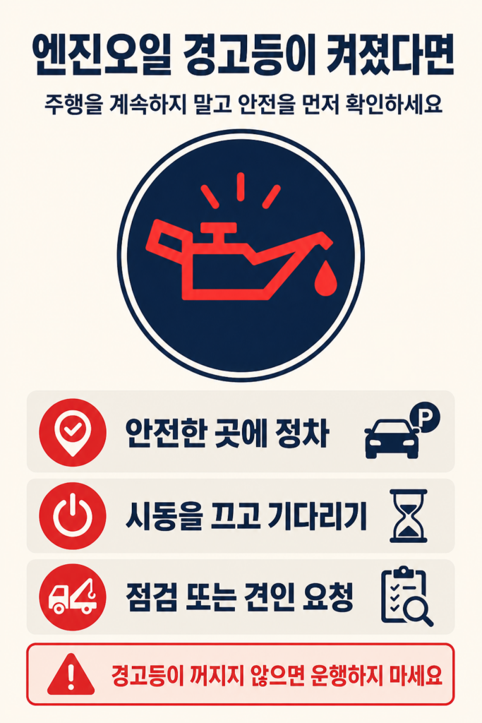 엔진오일 경고등이 켜졌을 때 정차와 점검 방법