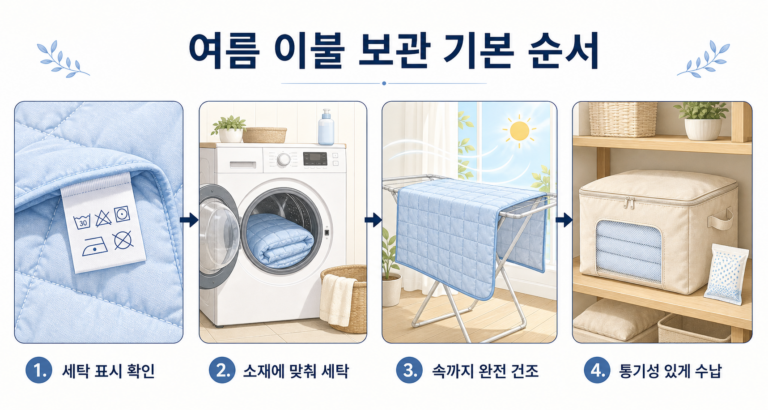 여름 이불 보관 전 세탁 건조 수납 순서