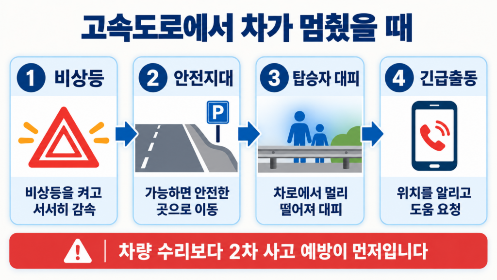 고속도로 차량 고장 발생 시 안전 대응 4단계