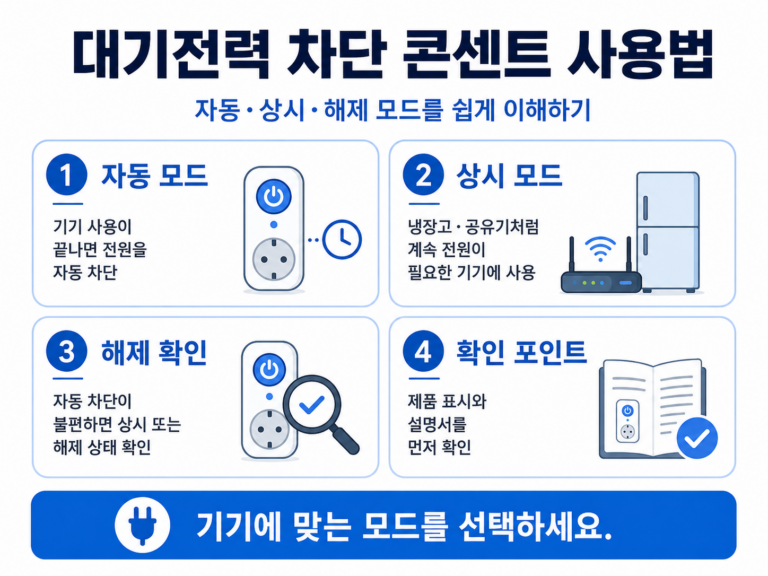 대기전력 차단 콘센트 자동 상시 해제 사용법