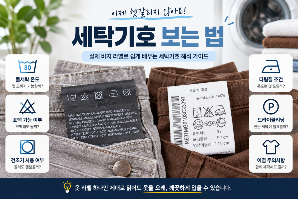 세탁기호 보는 법 물세탁 표백 건조기 다림질 드라이클리닝 확인 방법