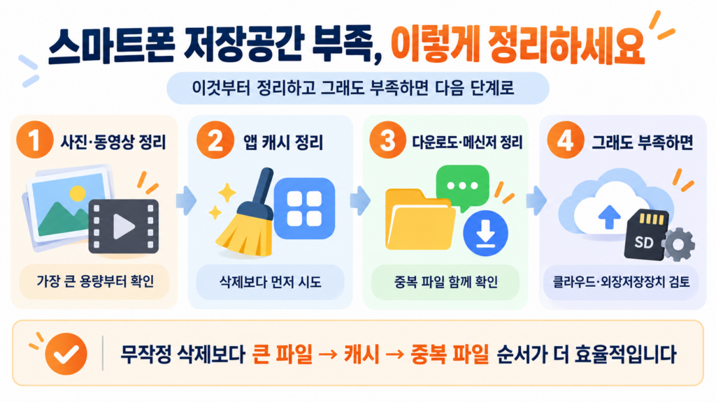 스마트폰 저장공간 그래도 부족할 때 다운로드 클라우드 정리