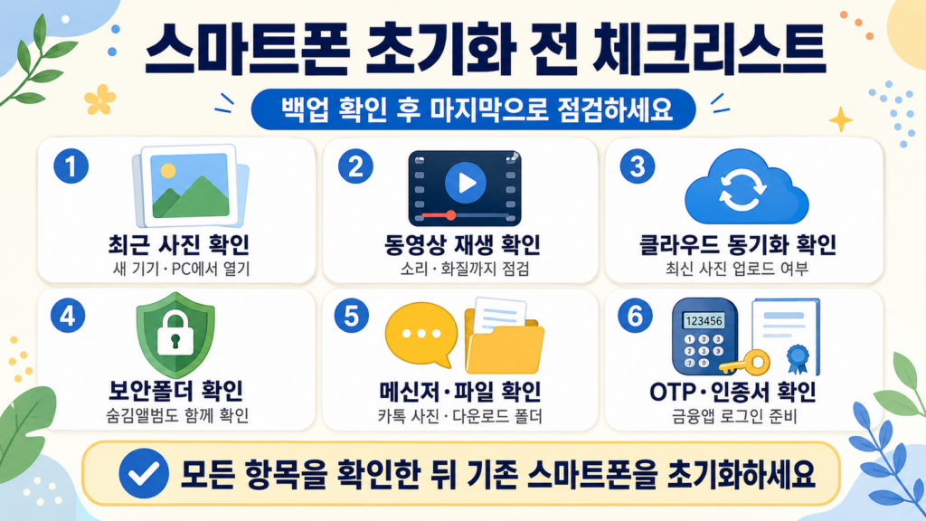 스마트폰 사진 백업 초기화 전 확인 체크리스트