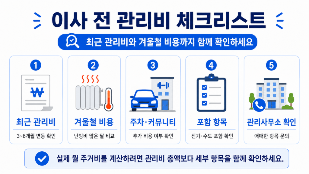 아파트 관리비 조회 이사 전 계절별 관리비 체크리스트