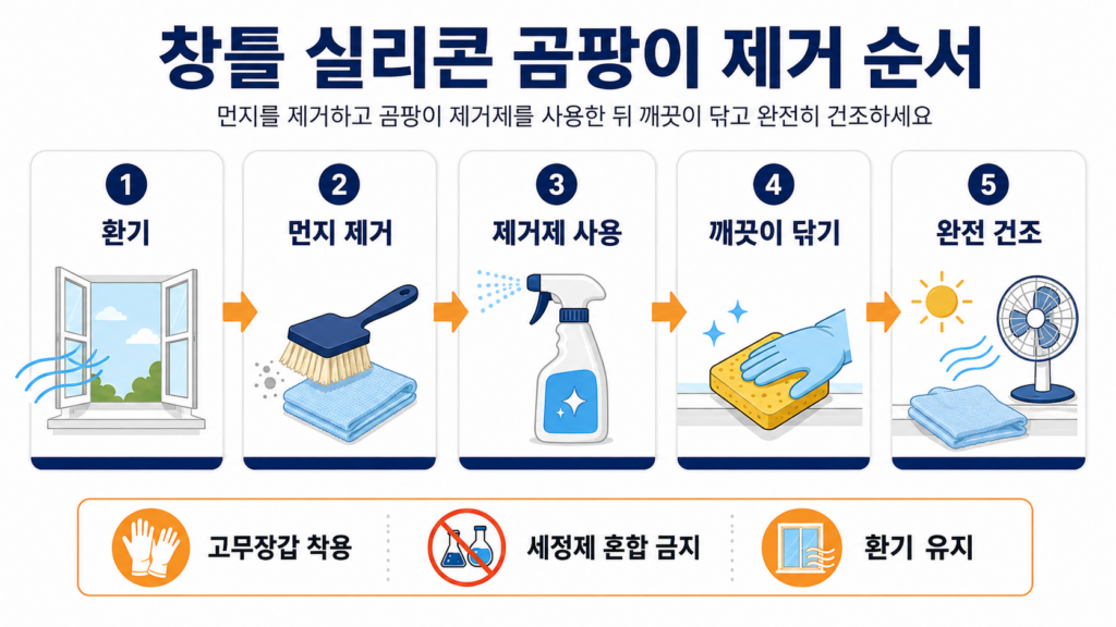 창틀 실리콘 검은곰팡이 제거 청소 순서